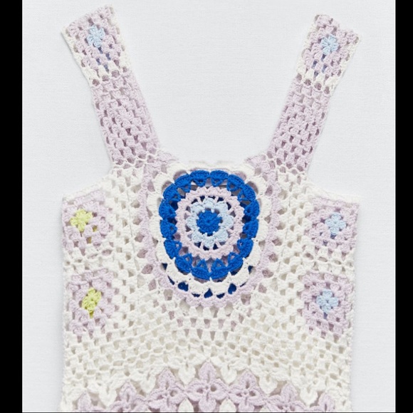 Zara Crochet Knit Mini Dress Limited Edition - Picture 7 of 11